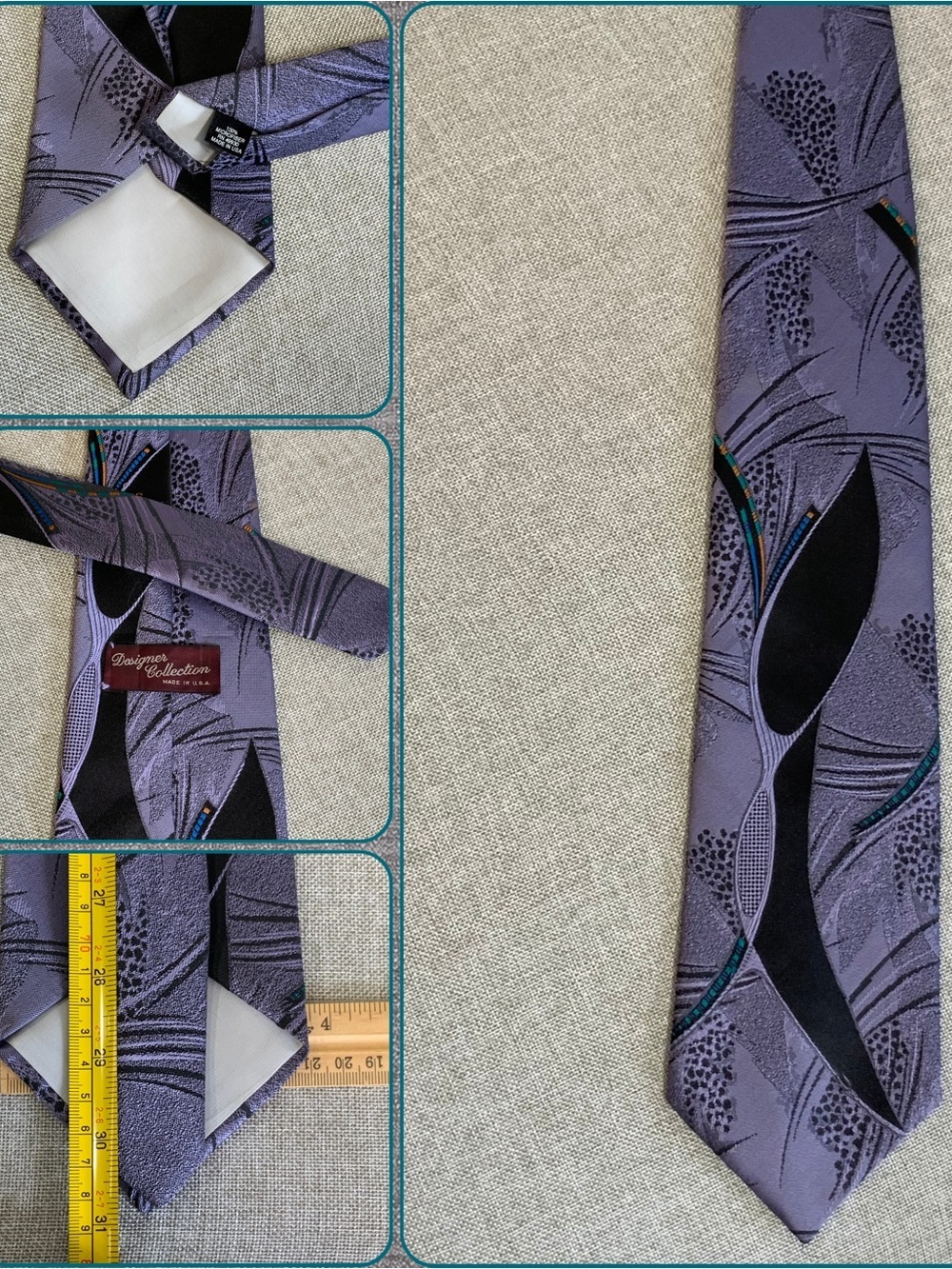 Vintage Purple Abstract Geometric XL Tie
